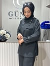 Güneş Kombin Yaka Detaylı İkili Takım Siyah