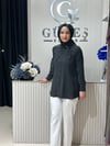 Güneş Kombin Yaka Fular Detaylı Gömlek Siyah
