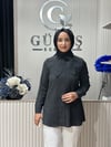 Güneş Kombin Yaka Fular Detaylı Gömlek Siyah