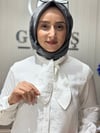 Güneş Kombin Yaka Fular Detaylı Gömlek Beyaz