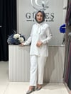 Güneş Kombin Yaka Fular Detaylı Gömlek Beyaz