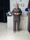 Güneş Kombin Yakası Taş İkili Takım Siyah