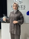 Güneş Kombin Yakası Taş İkili Takım Siyah