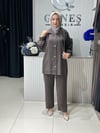 Güneş Kombin Yakası Taş İkili Takım Siyah