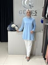 Güneş Kombin Yandan Fermuar Detaylı Tunik Mavi