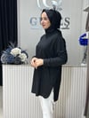 Güneş Kombin Yandan Fermuar Detaylı Tunik Siyah