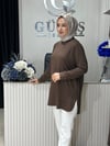 Güneş Kombin Yandan Fermuar Detaylı Tunik Kahverengi