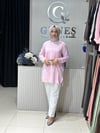 Güneş Kombin Yandan Fermuar Detaylı Tunik Pembe