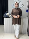 Güneş Kombin Yandan Fermuar Detaylı Tunik Kahverengi
