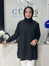 Güneş Kombin Yandan Fermuar Detaylı Tunik Siyah