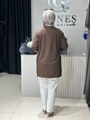 Güneş Kombin Yandan Fermuar Detaylı Tunik Kahverengi