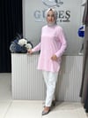 Güneş Kombin Yandan Fermuar Detaylı Tunik Pembe