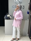 Güneş Kombin Yandan Fermuar Detaylı Tunik Pembe