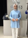 Güneş Kombin Yandan Fermuar Detaylı Tunik Mavi