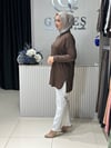 Güneş Kombin Yandan Fermuar Detaylı Tunik Kahverengi
