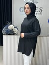 Güneş Kombin Yandan Fermuar Detaylı Tunik Siyah