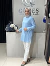 Güneş Kombin Yandan Fermuar Detaylı Tunik Mavi