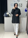 Güneş Kombin Yandan Fermuar Detaylı Tunik Siyah