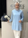 Güneş Kombin Yandan Fermuar Detaylı Tunik Mavi