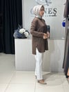 Güneş Kombin Yandan Fermuar Detaylı Tunik Kahverengi