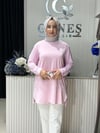 Güneş Kombin Yandan Fermuar Detaylı Tunik Pembe