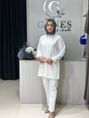 Güneş Kombin Yandan Taş Detaylı Tunik Beyaz