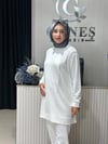 Güneş Kombin Yandan Taş Detaylı Tunik Beyaz