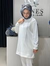 Güneş Kombin Yandan Taş Detaylı Tunik Beyaz