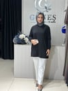 Güneş Kombin Yandan Taş Detaylı Tunik Siyah