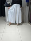 Güneş Kombin Yanlar Cepli Beli Lastikli Pantolon Etek Beyaz