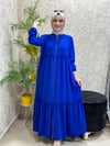Güneş Kombin Yeni Sezon Ferace Elbise Saks Mavisi