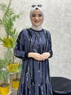 Güneş Yeni Sezon Şifon Tesettür Elbise Füme