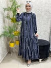 Güneş Yeni Sezon Şifon Tesettür Elbise Füme
