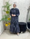 Güneş Yeni Sezon Şifon Tesettür Elbise Füme