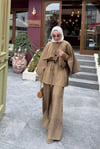 Camel Pelerinli Üçlü Takım 