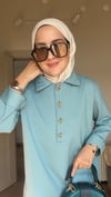 Çelik Örme Kalp Düğmeli Sweatshirt  Mint Yeşil 