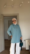 Çelik Örme Kalp Düğmeli Sweatshirt  Mint Yeşil 