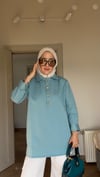 Çelik Örme Kalp Düğmeli Sweatshirt  Mint Yeşil 