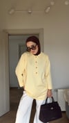 Çelik Örme Kalp Düğmeli Sweatshirt  Sarı