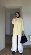 Çelik Örme Kalp Düğmeli Sweatshirt  Sarı