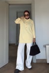 Çelik Örme Kalp Düğmeli Sweatshirt  Sarı