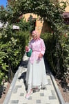 Çift Katlı Keten Etek Beyaz