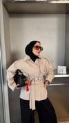 Çift Kemerli Trençkot Taş Rengi 