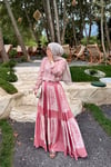 Desenli Gömlek Etek Takım Pembe