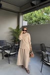 Gömlek Etekli Takım Pamuk Keten Camel