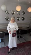 Gül Detaylı Elbise Ekru
