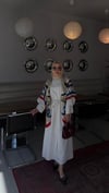 Gül Detaylı Elbise Ekru
