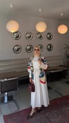 Gül Detaylı Elbise Ekru