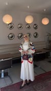 Gül Detaylı Elbise Ekru