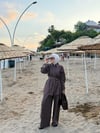 Keten Düğmeli Takım Kahverengi 